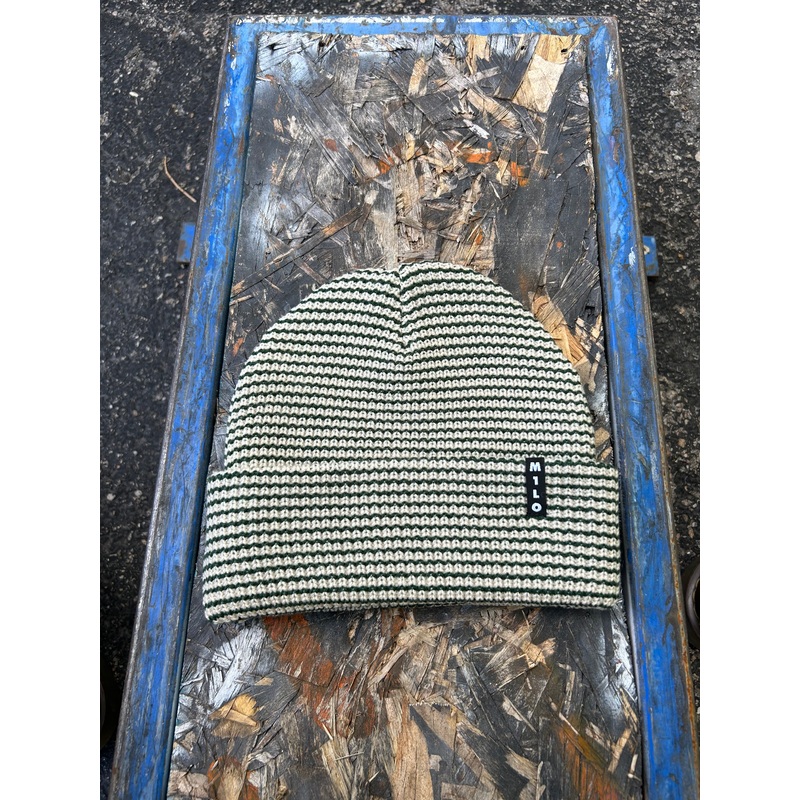 Milo x Autumn Stripe Beanie in Natural and Pine Green 2024