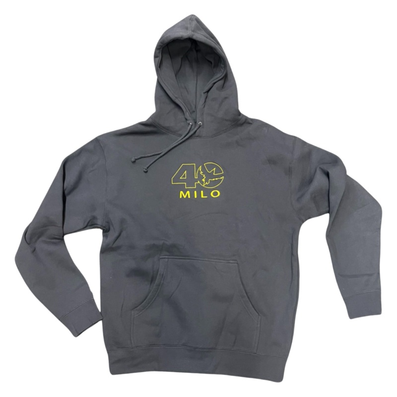 Milosport Celebrating 40 Years Heavyweight Hoodie in Asphalt/Gold