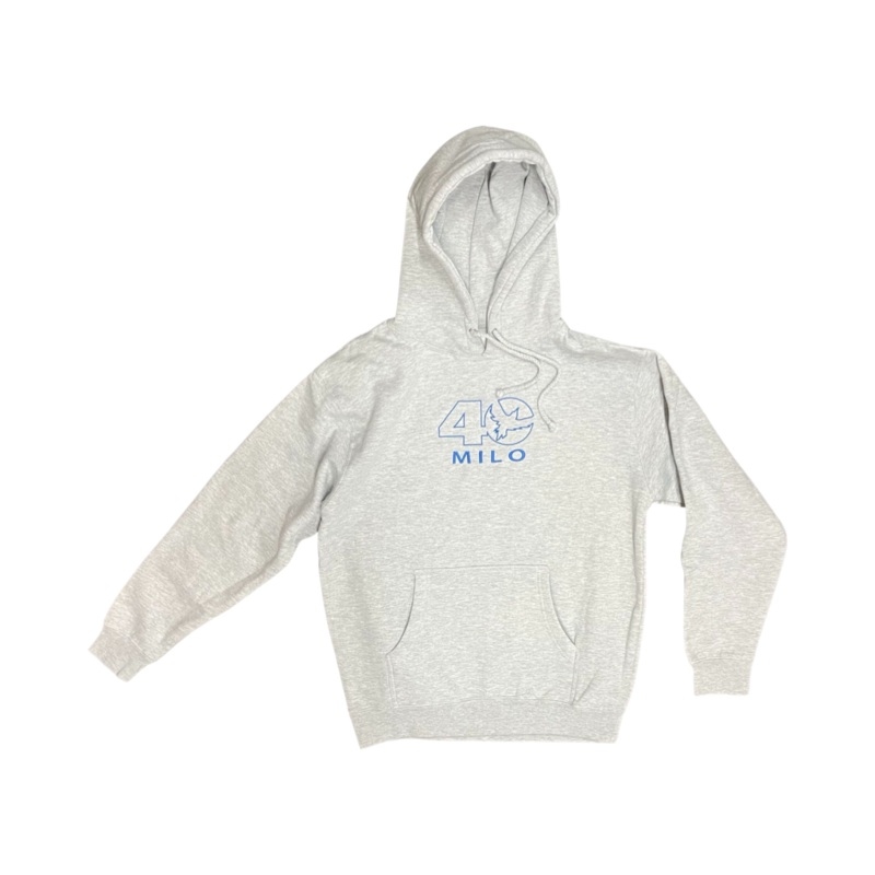 Milosport Celebrating 40 Years Heavyweight Hoodie in Heather Grey/Royal Blue